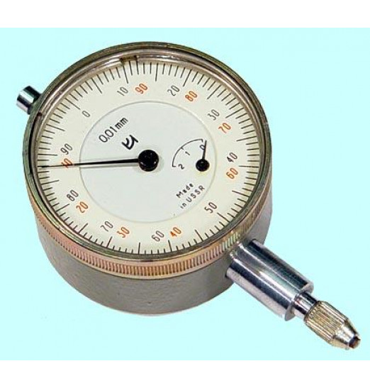 Индикатор Часового типа ИЧ-02, 0-2мм кл.точн.0 цена дел. 0,01 (без ушка) ГОСТ577-68 г.в.1990-1991