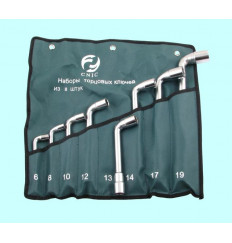 Набор ключей Торцевых коленчатых 2-х сторонних из  8-ми шт. 6-19мм хром, в сумке "CNIC"