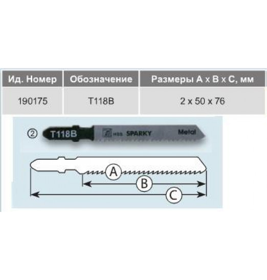 Пилка для электролобзиков По металлу T118B HSS 190175 (5шт. уп.)